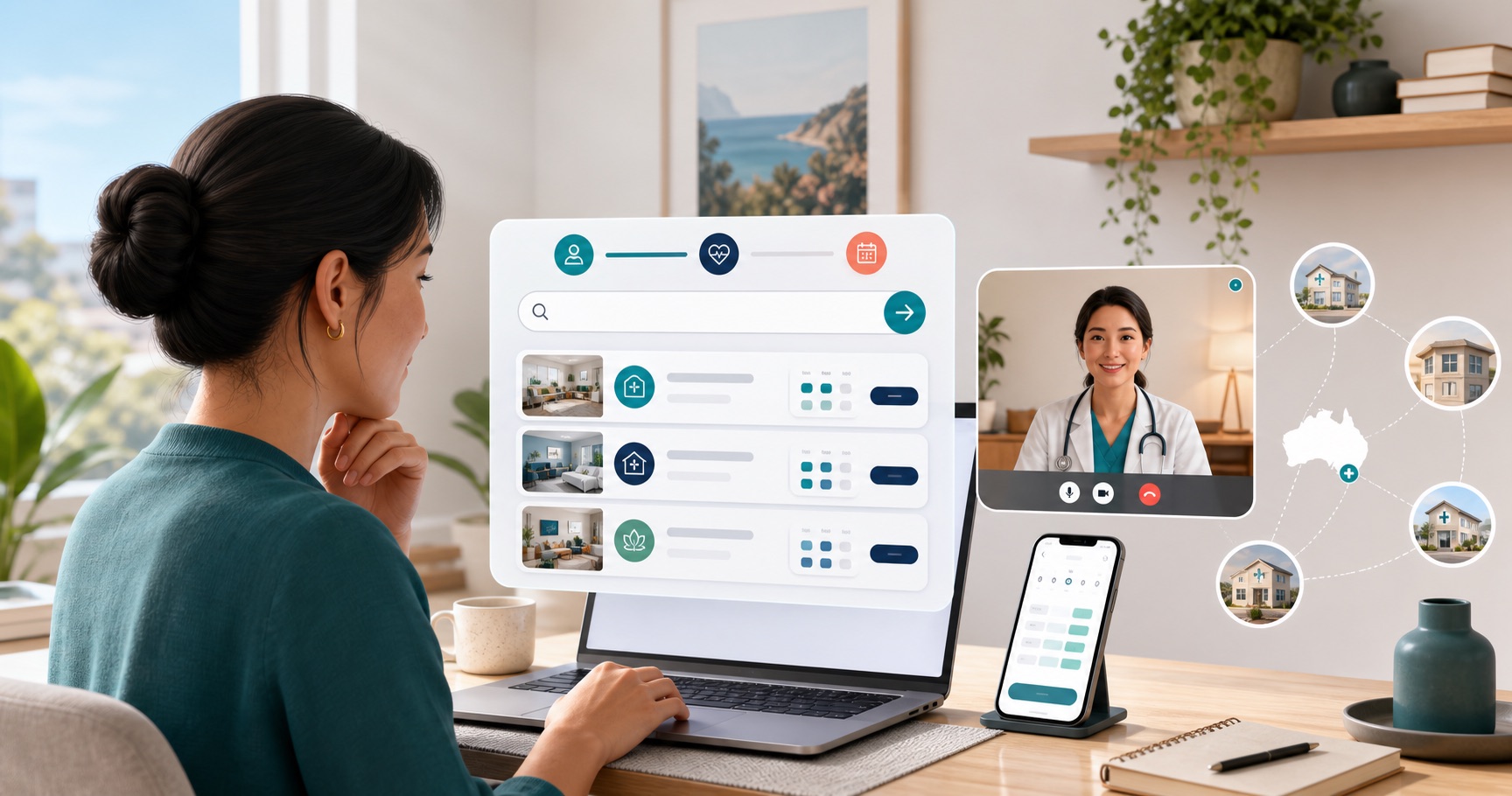 Patient comparing telehealth clinic appointments and joining a video consultation